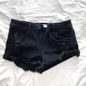 Black jean shorts